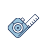 Tape Measure Icon for BluePeake Painting Services Blue tape measure icon used by professional painters