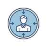 Target Audience and Customer Focus Icon for BluePeake Painting Services Icon showing a person inside a target circle with inward pointing arrows