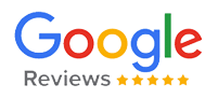 Google Reviews logo with five gold stars indicating top rating
