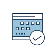 BluePeake Painting Services Scheduling and Booking Calendar icon with a checkmark representing project scheduling and booking