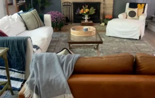 Residential Interior Painting Cozy Living Room Annapolis Md 2 Cozy living room with dark gray accent wall, stone fireplace, leather sofa, and white seating